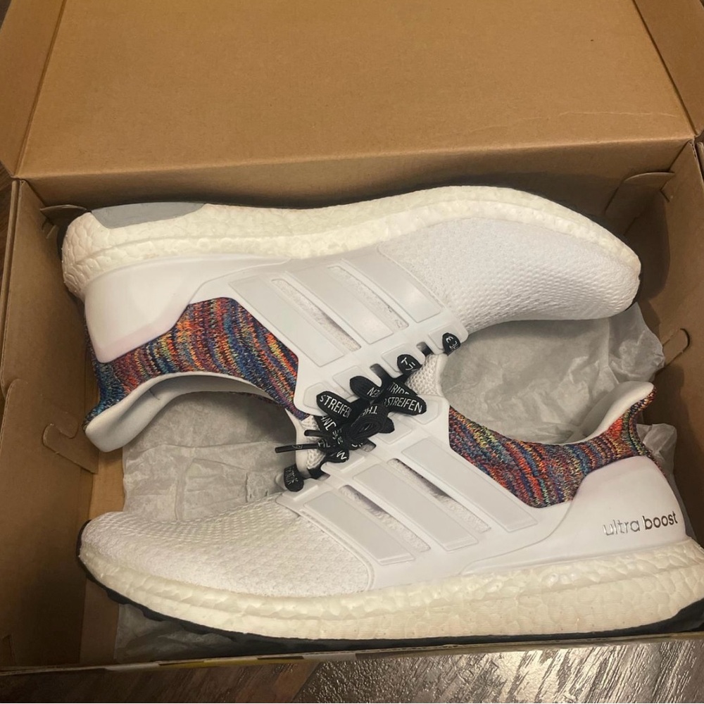 Adidas Ultra Boost White with Multicolor Accents